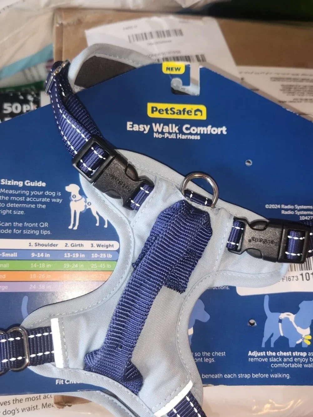 PetSafe Easy Walk Comfort No-Pull Dog Harness Padded Reflective Light Blue - NEW
